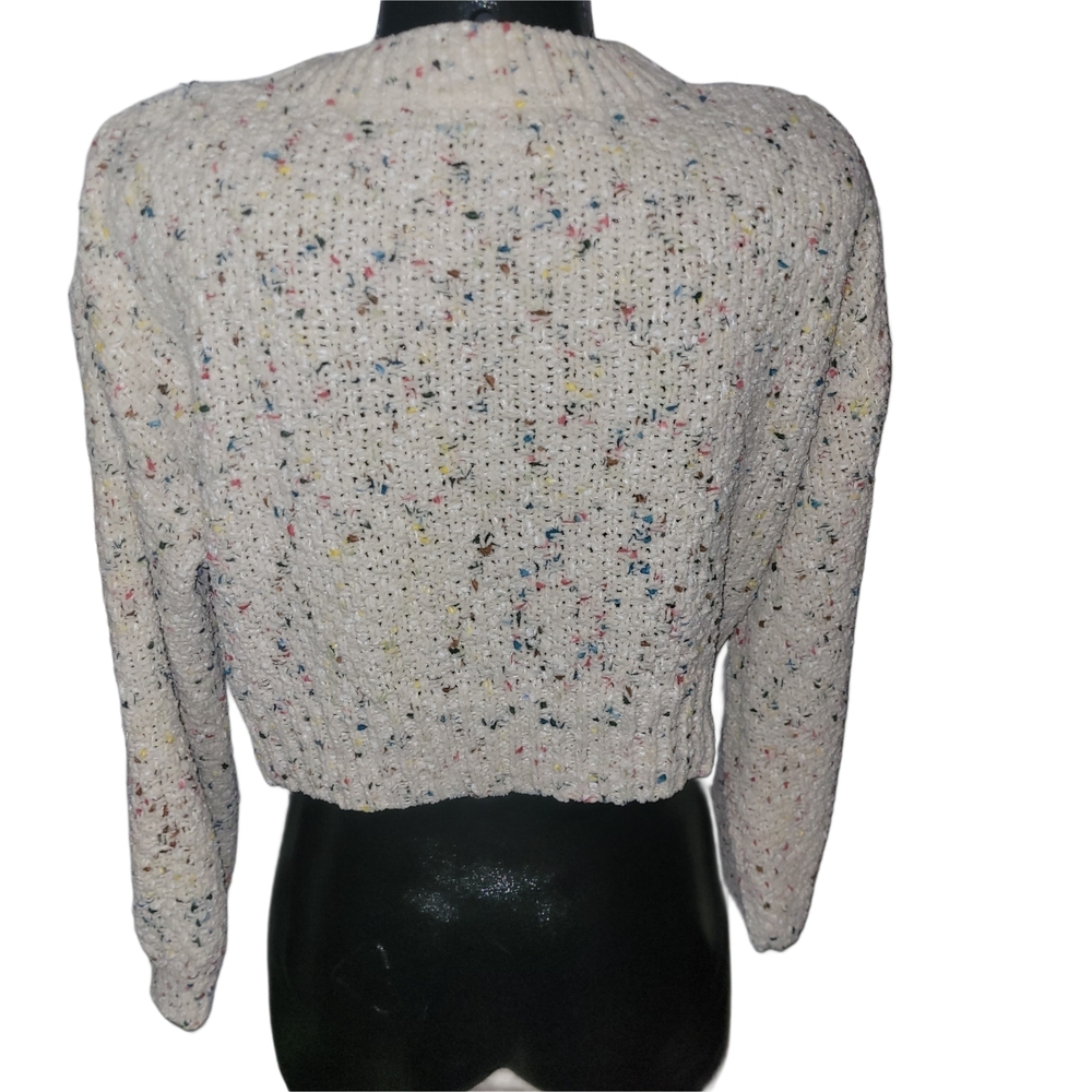 Hyfve Cream Confetti Speckled Knit Cropped Sweater Small - Picture 6 of 7